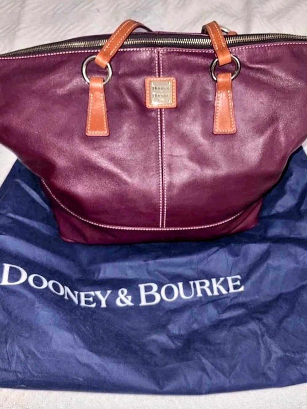 Dooney & Bourke Leather Tote in Purple & Orange